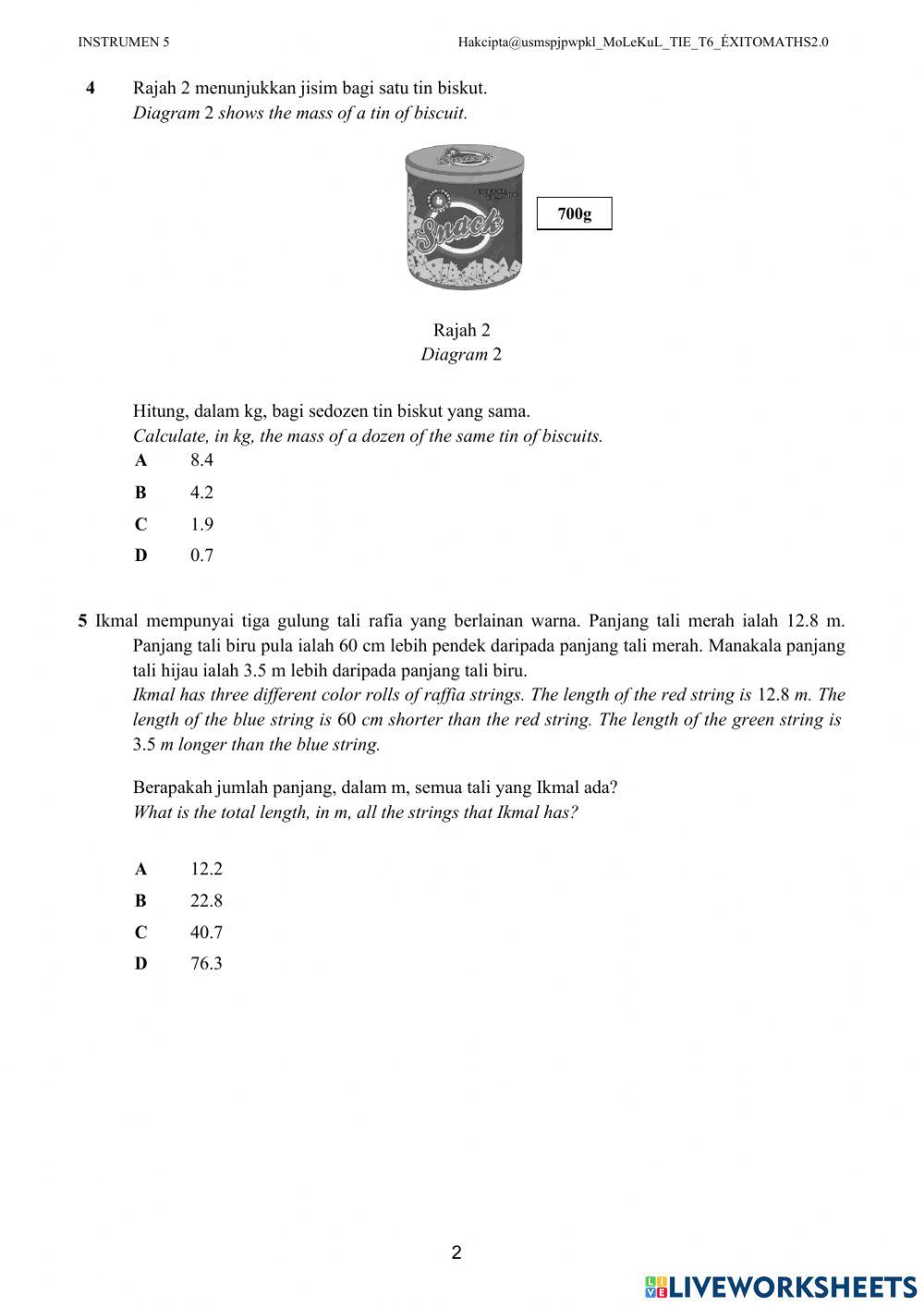 Tie5 K1 tahun 6 exito maths2.0