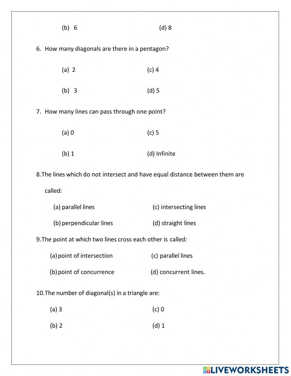 Ch.4 Basic Geometrical Ideas Liveworksheet-2