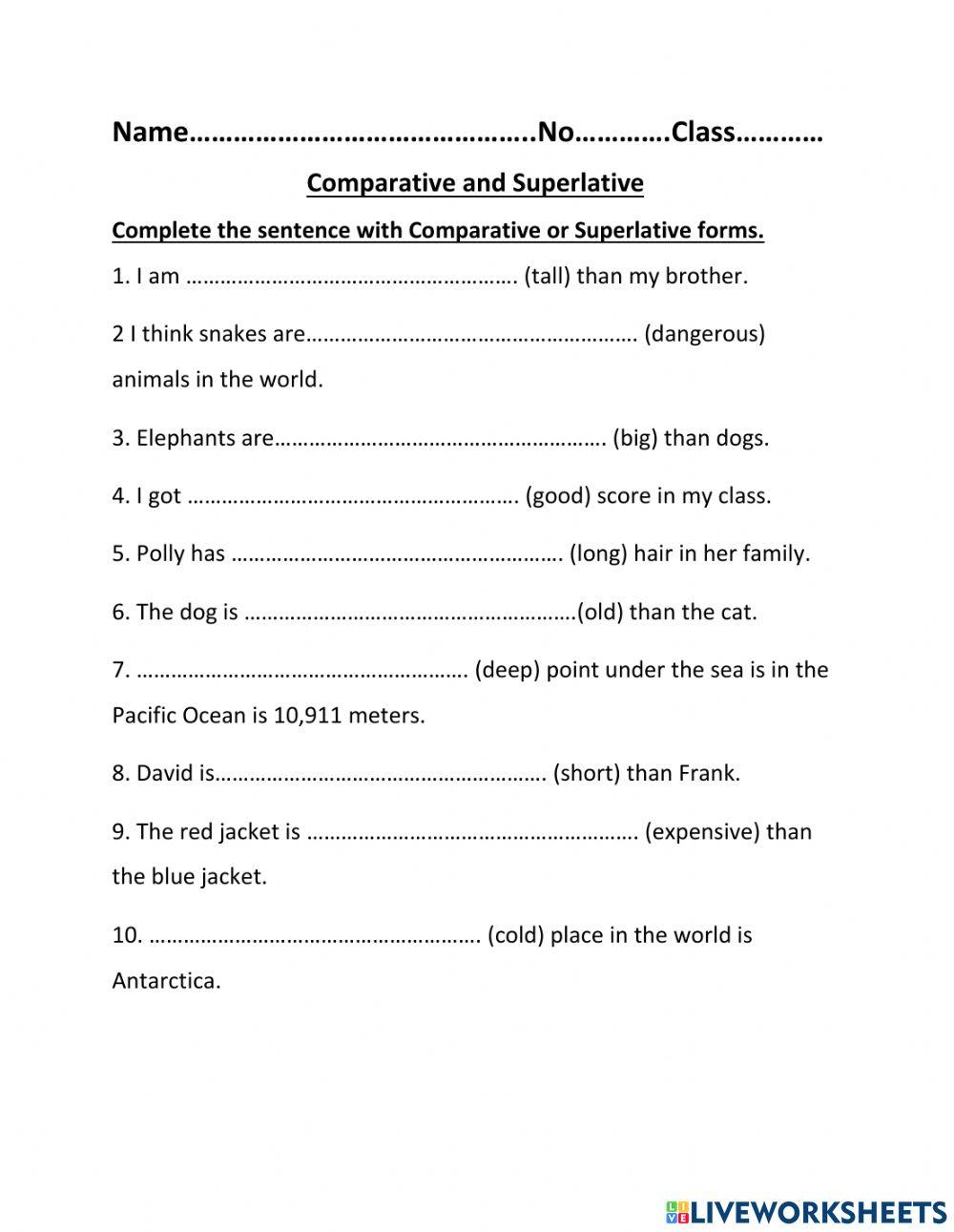Comparative and superlative