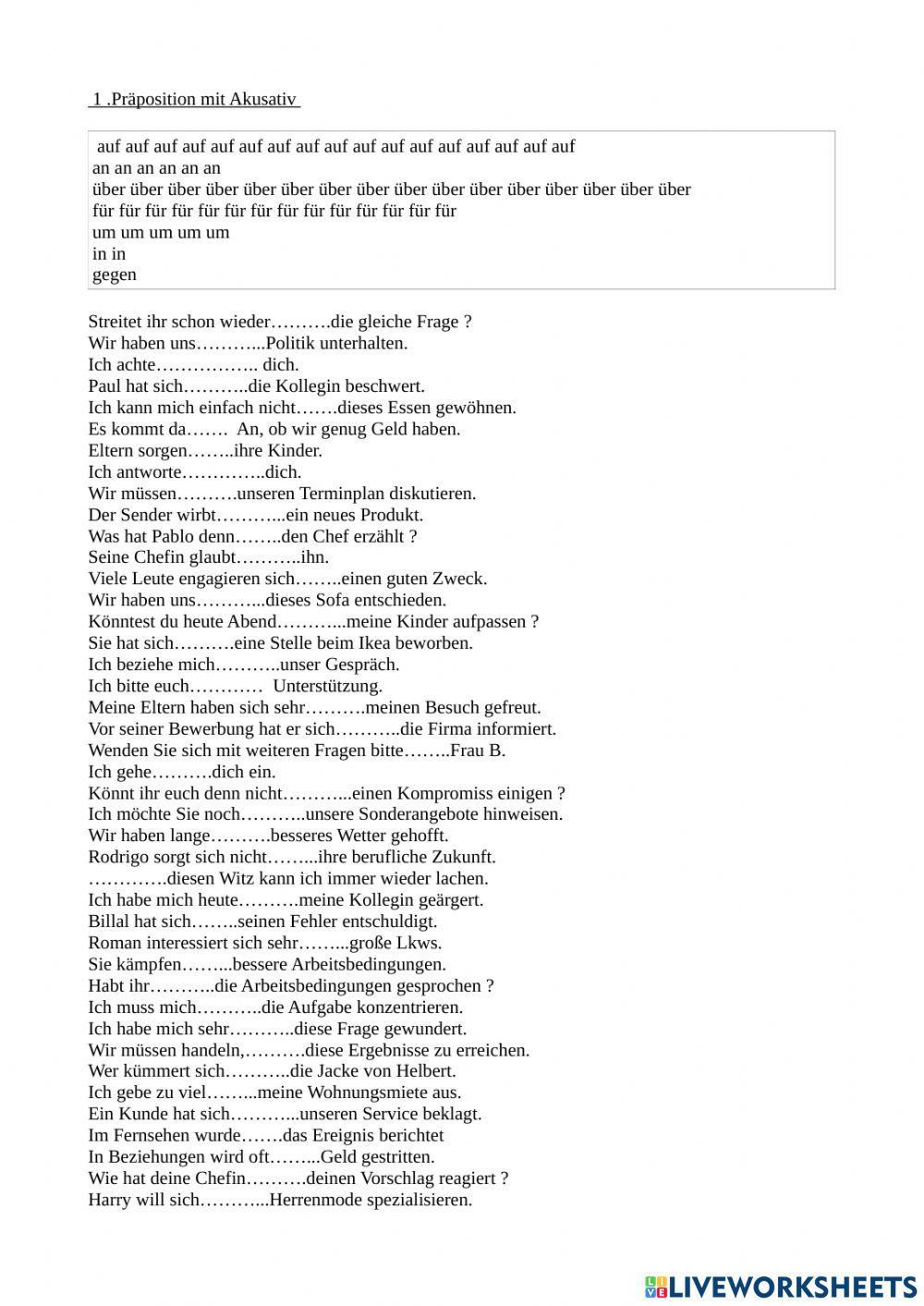 Präpostion mit Akusativ