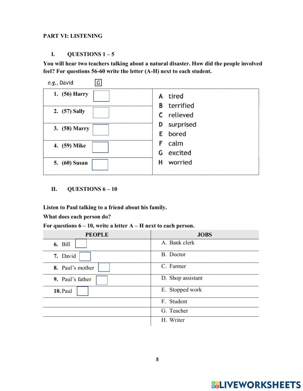 DS - Access 3 - Test 1 Listening