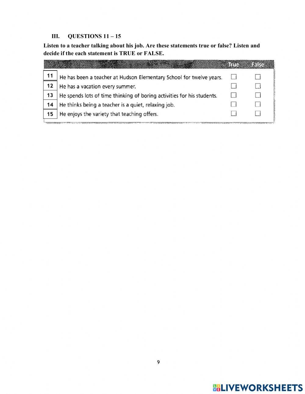 DS - Access 3 - Test 1 Listening