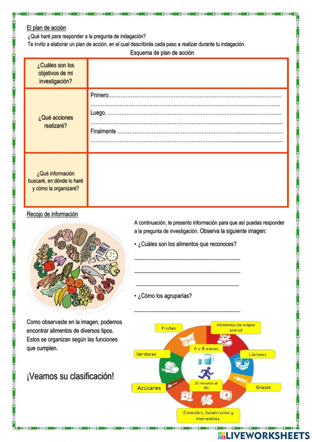 Conozco los alimentos y las funciones que cumplen en el organismo