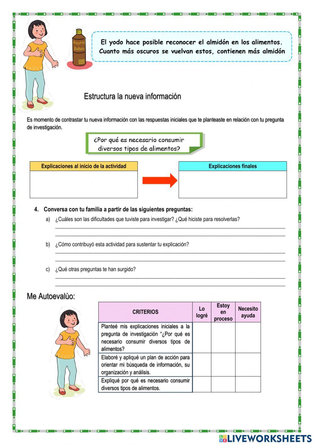 Conozco los alimentos y las funciones que cumplen en el organismo