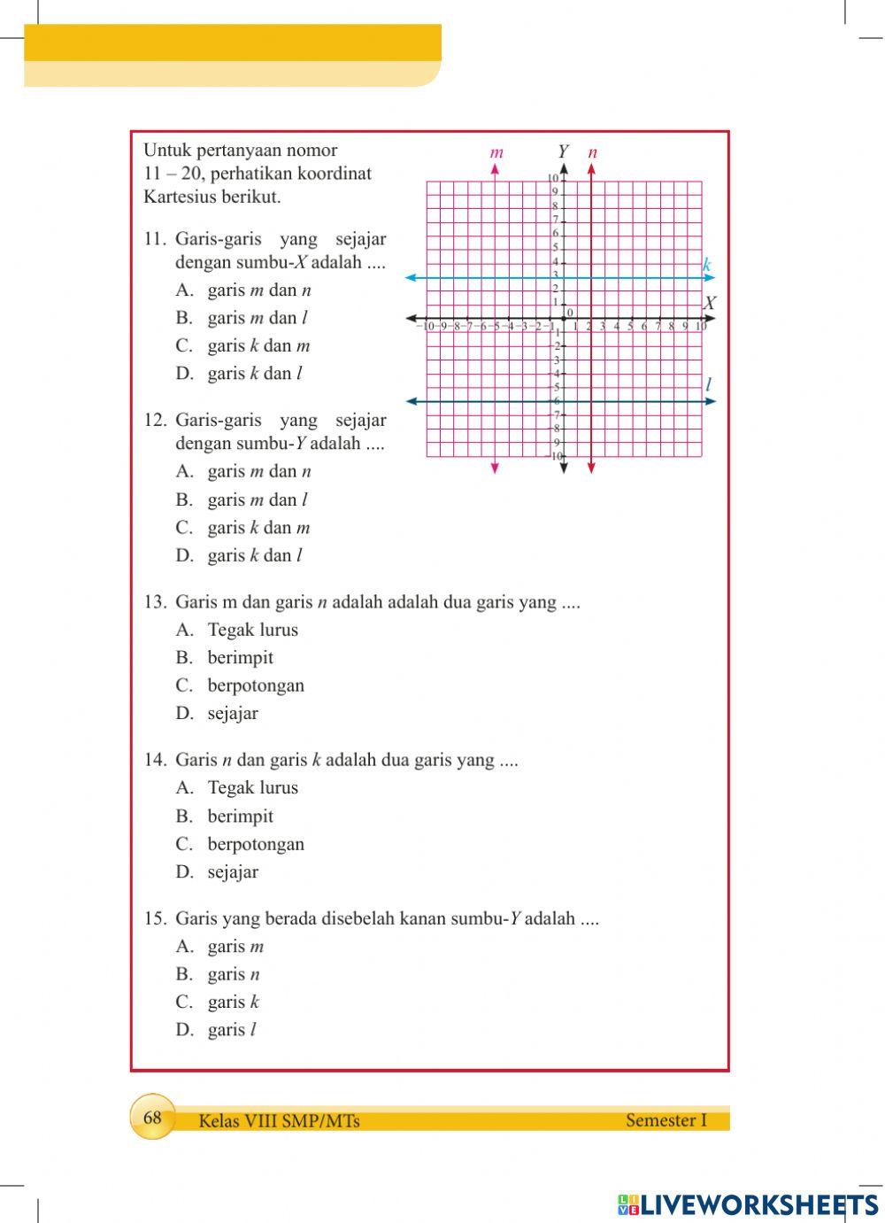 Latihan Soal Uji kompetensi 2 koordinat kartesius