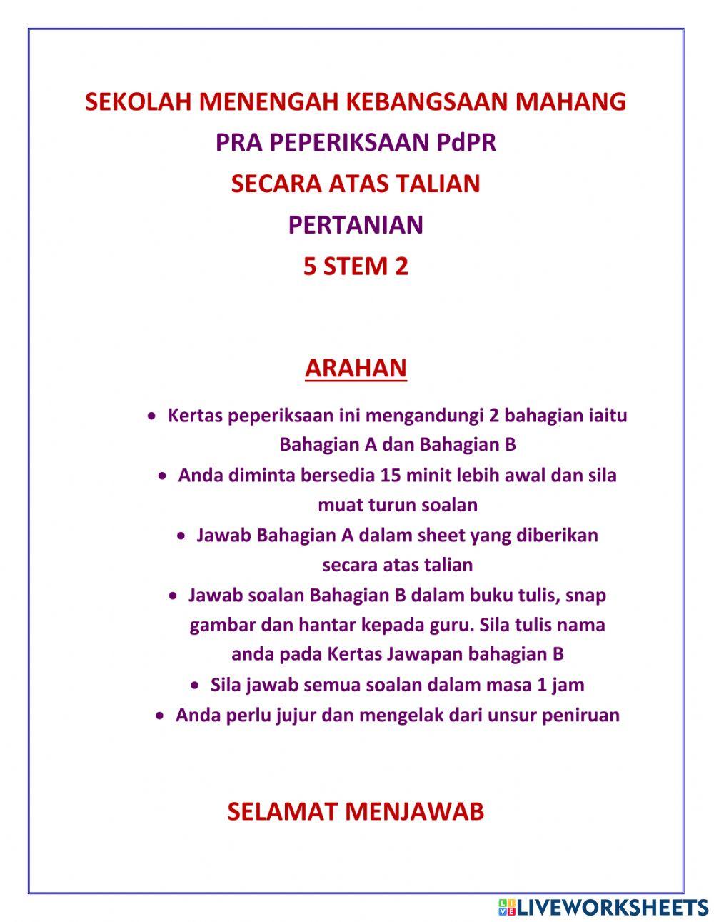 PRA PEPERIKSAAN PdPR (PERTANIAN)
