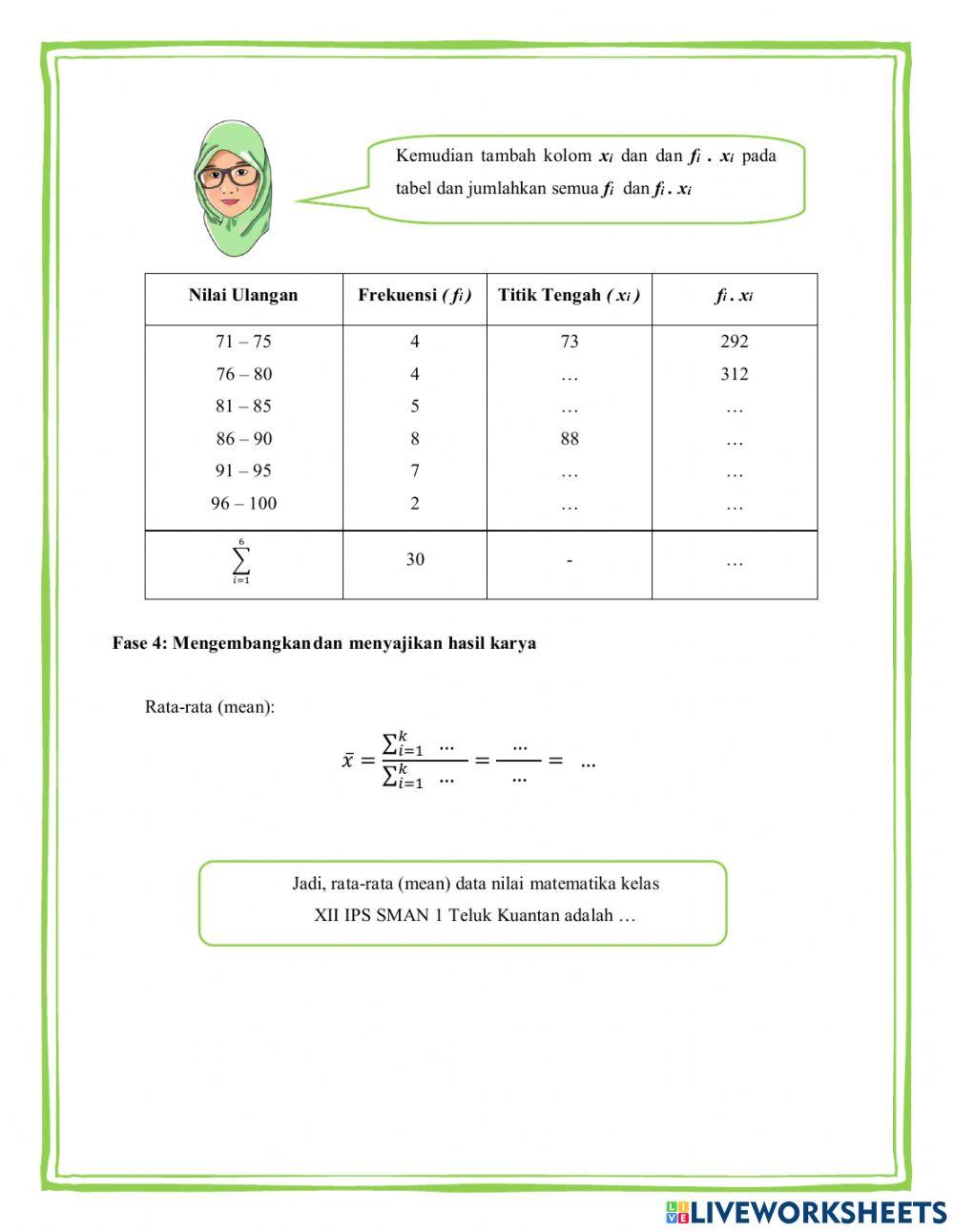 LKPD Pertemuan ke 2 Statistika worksheet | Live Worksheets
