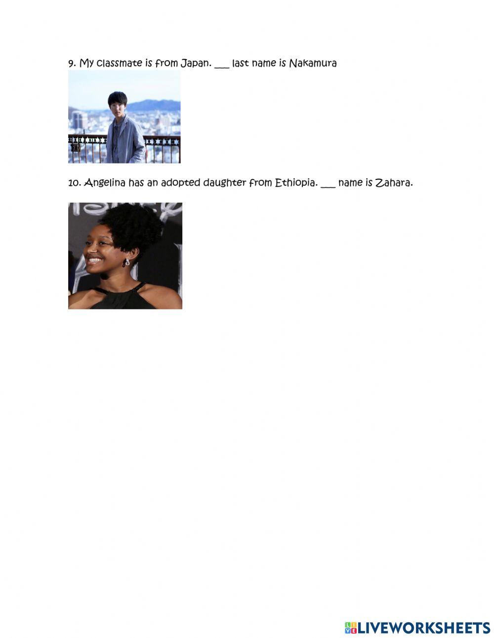 Possessive adjectives