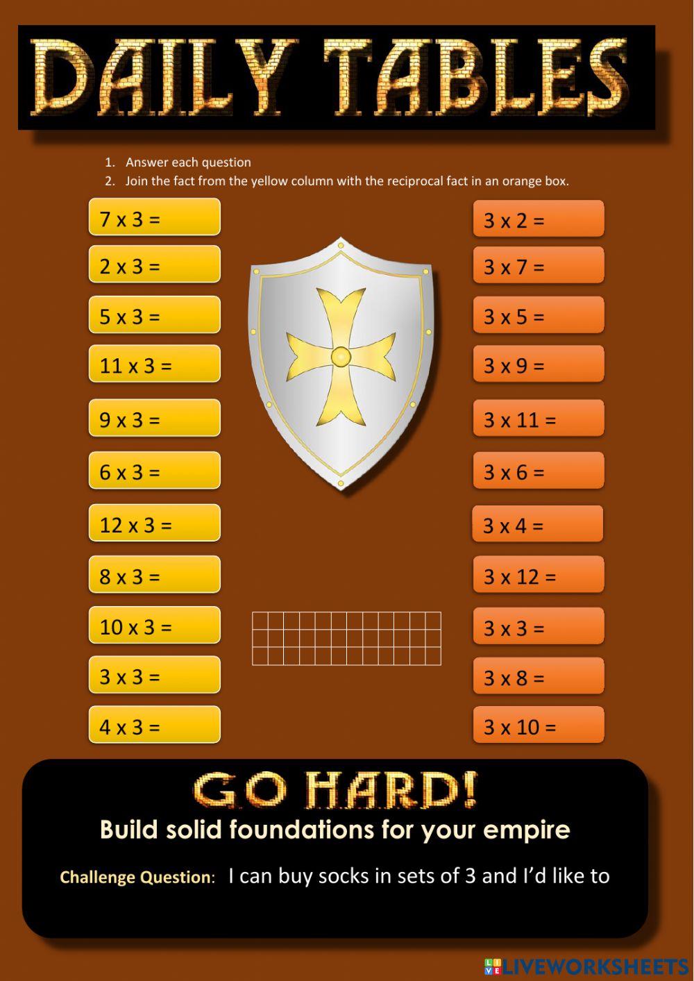 Daily Tables 3x worksheet 2