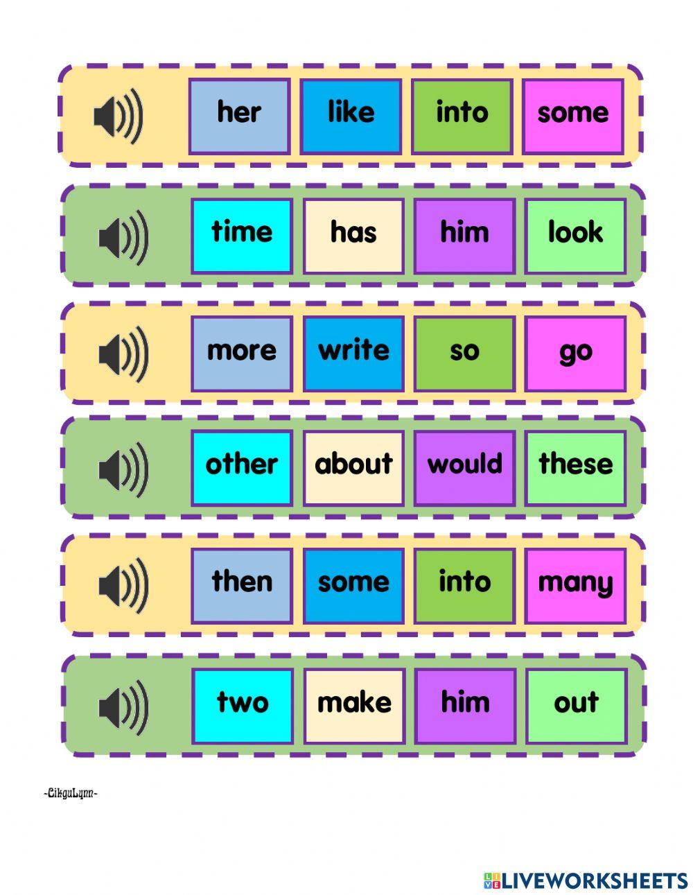 High frequency words