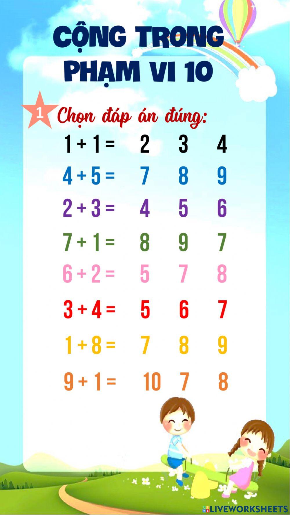 Cộng trong phạm vi 10