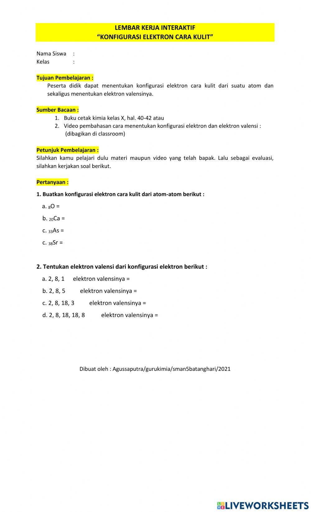 Lks konfigurasi elektron cara kulit