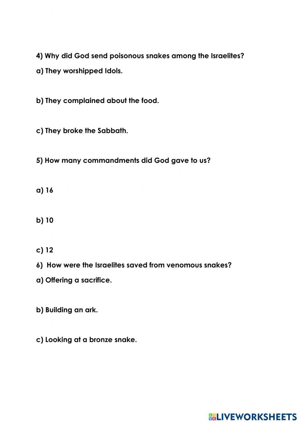 Grade 2 bible  quiz - 5