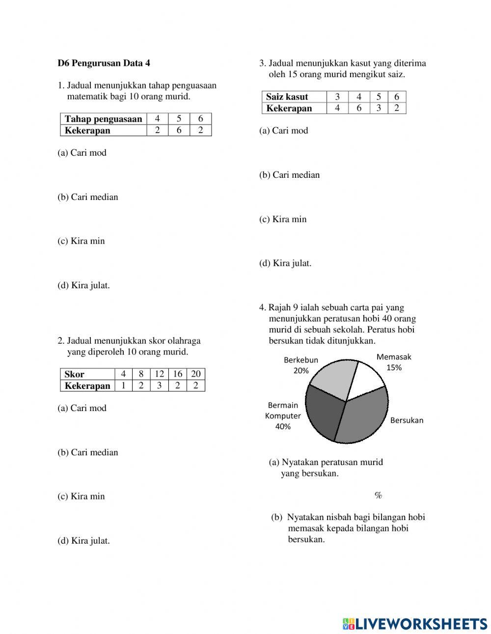 Matematik Tahun 6 : Pengurusan Data 4