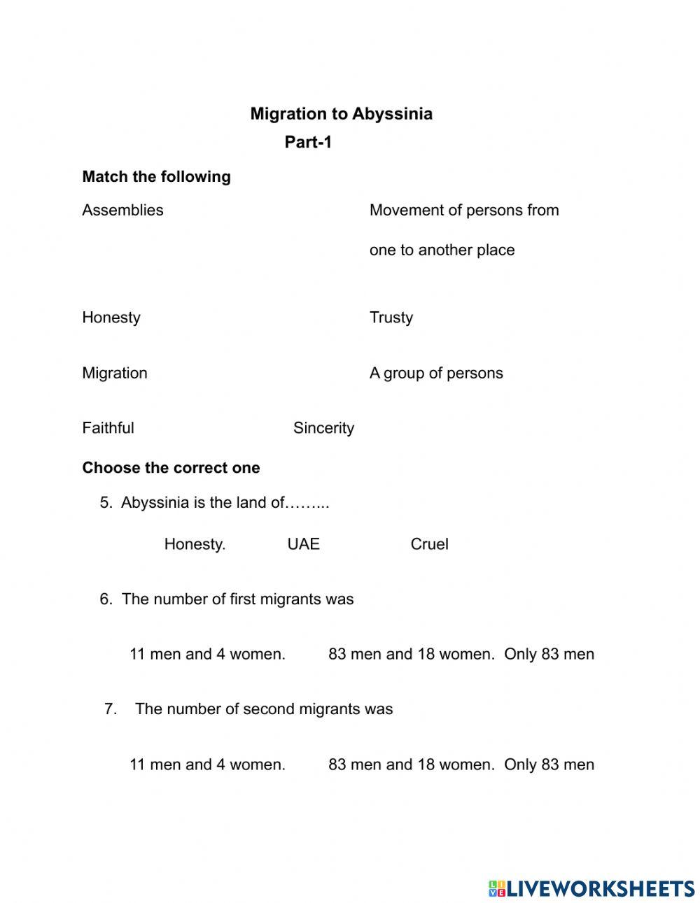 Migration to abissinia