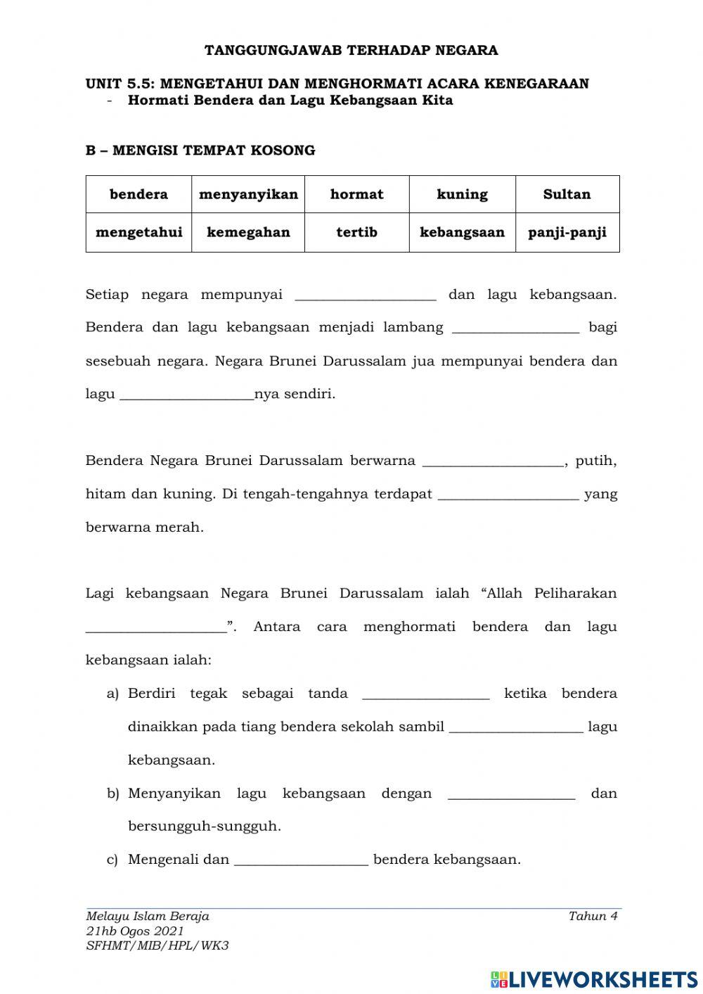 MIB Tahun 4 UNIT 5.5: Mengetahui dan Menghormati Acara Kenegaraan