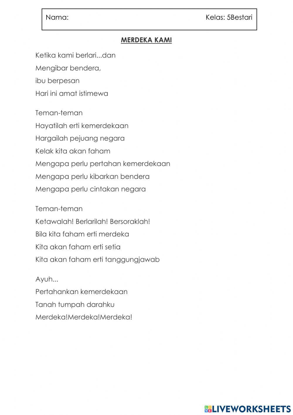 Sajak merdeka Sajak merdeka
