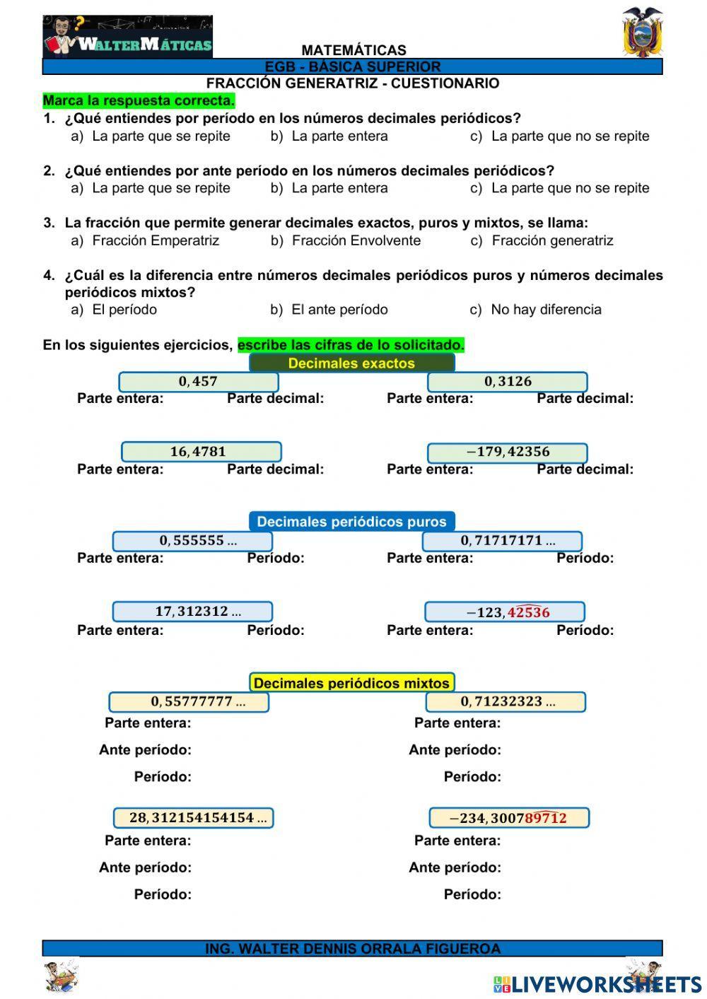 M08W15 Fracción Generatriz - Cuestionario