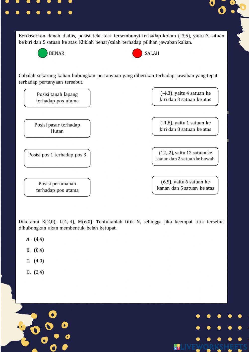 LKPD Posisi titik terhadap titik asal dan titik tertentu