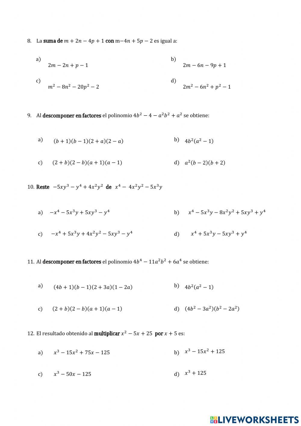 Prueba de diagnostico décimo