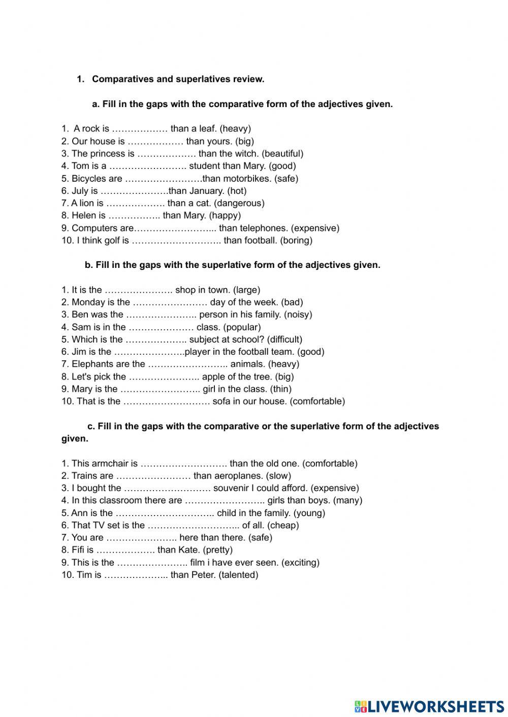 Comparatives and superlatives
