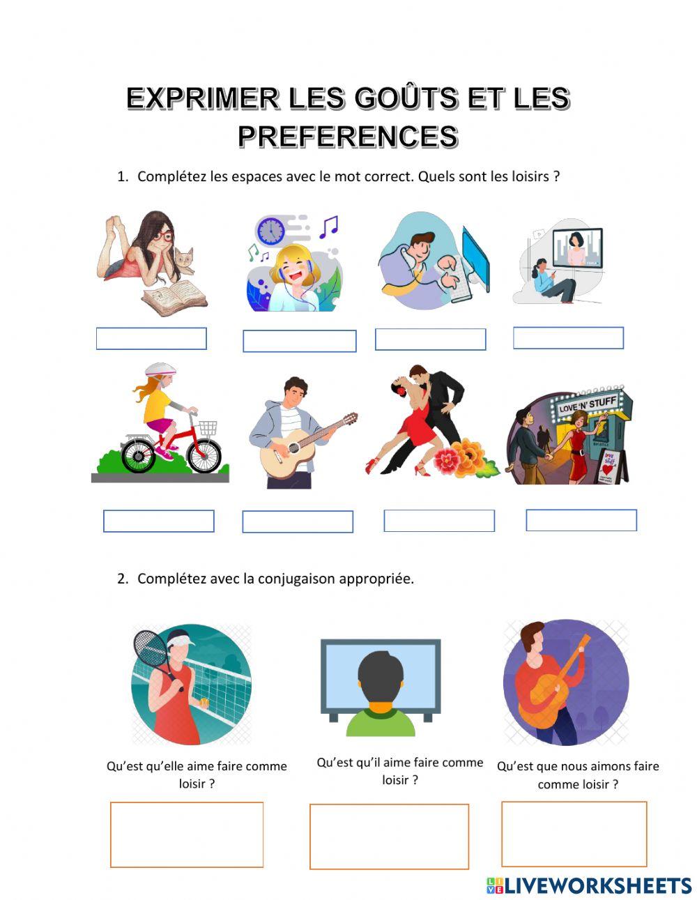 Exprimer les goûts et le loisirs