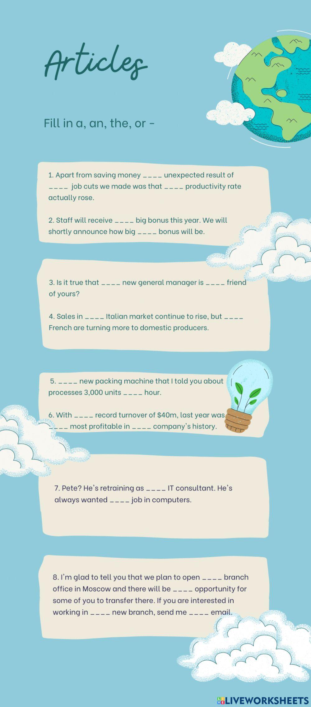 Articles. BE Intermediate