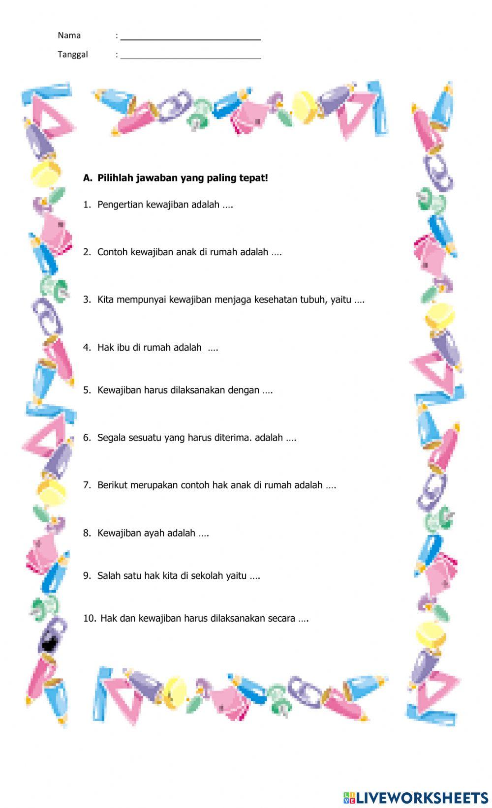 Latihan Tema 2 Hak dan Kewajiban