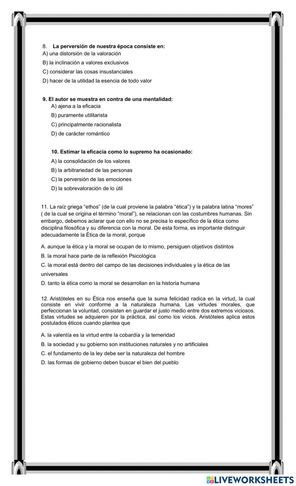 Evaluación Filosofía 9