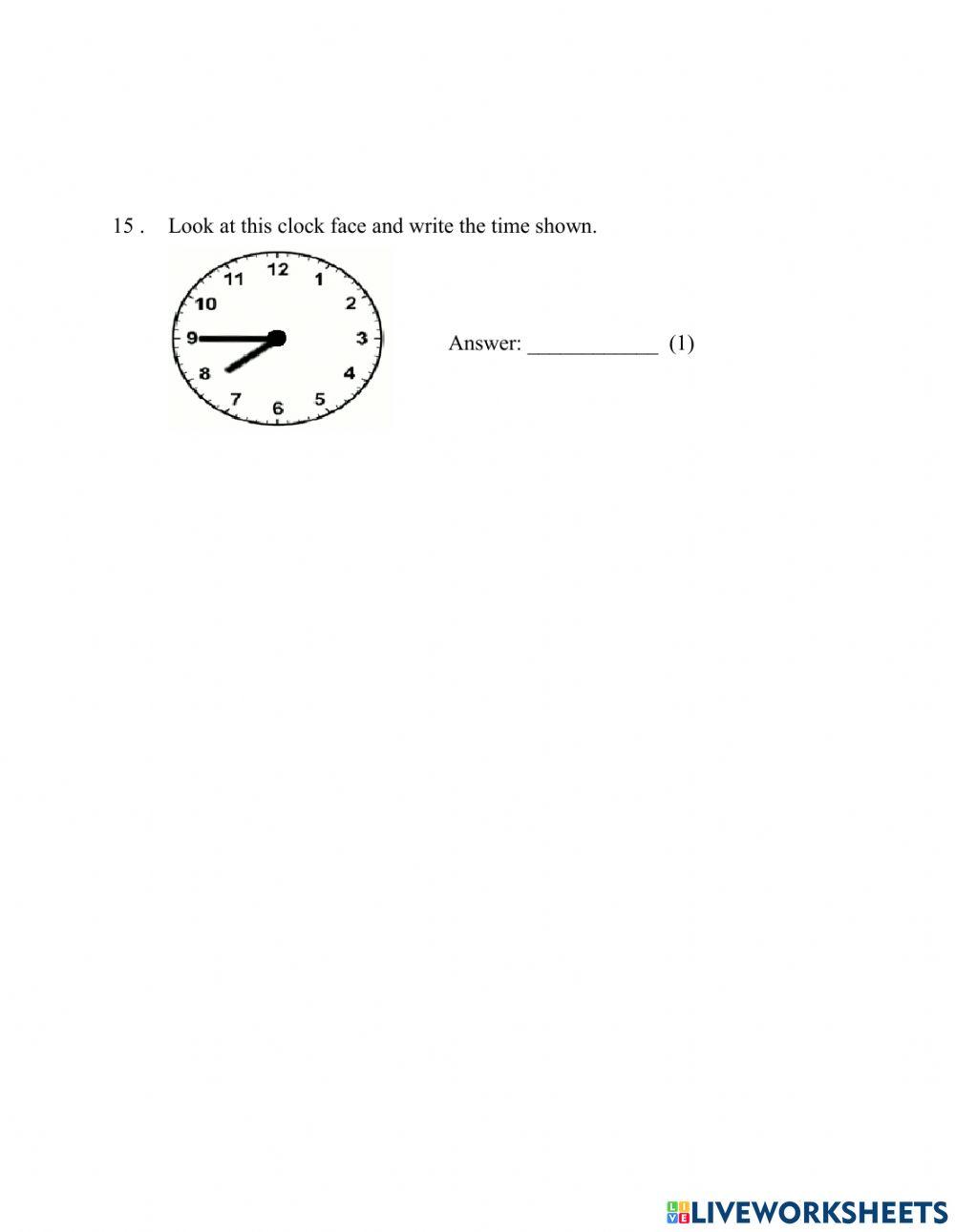 Mathematical Concepts Pretest