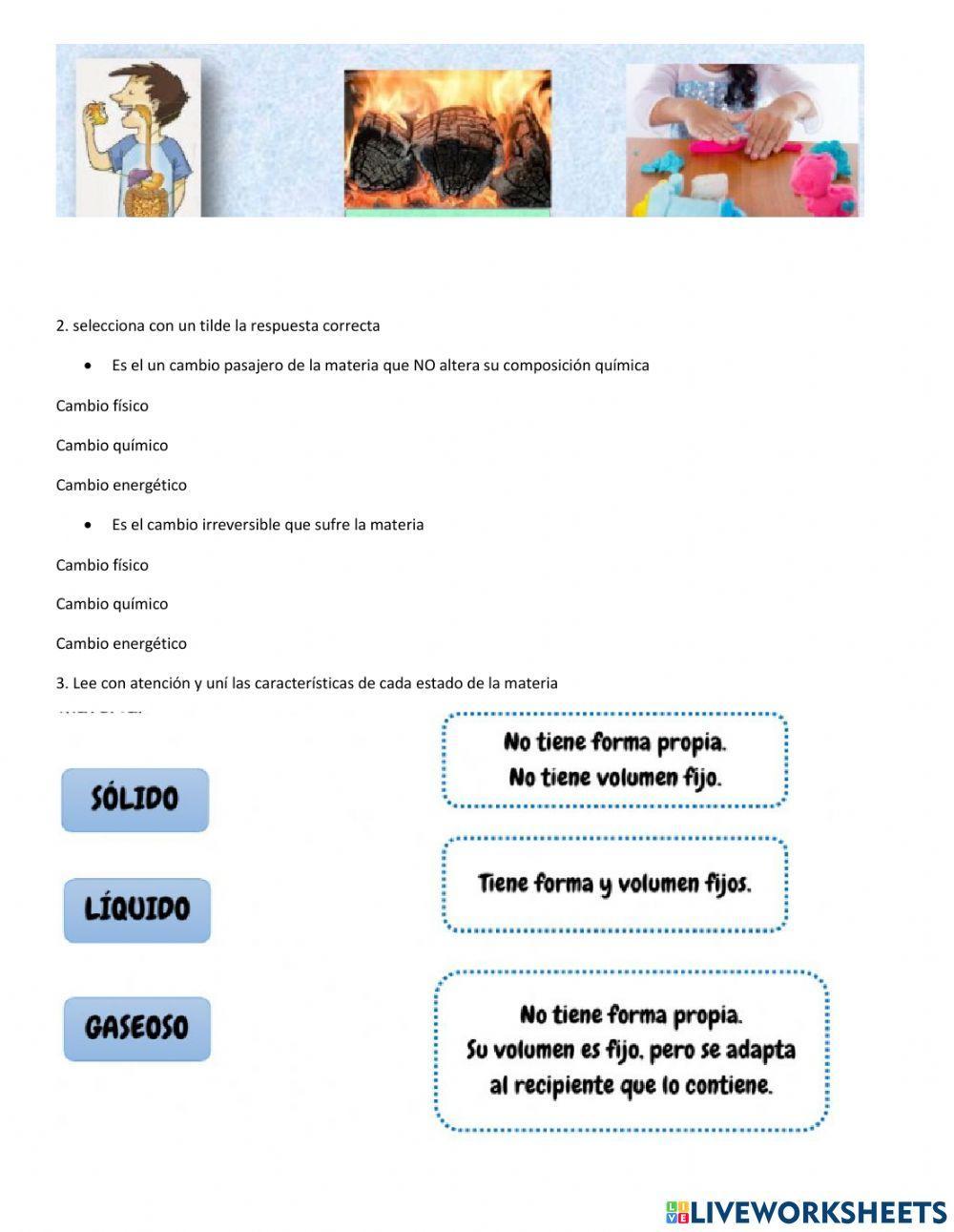 Cambios de la materia