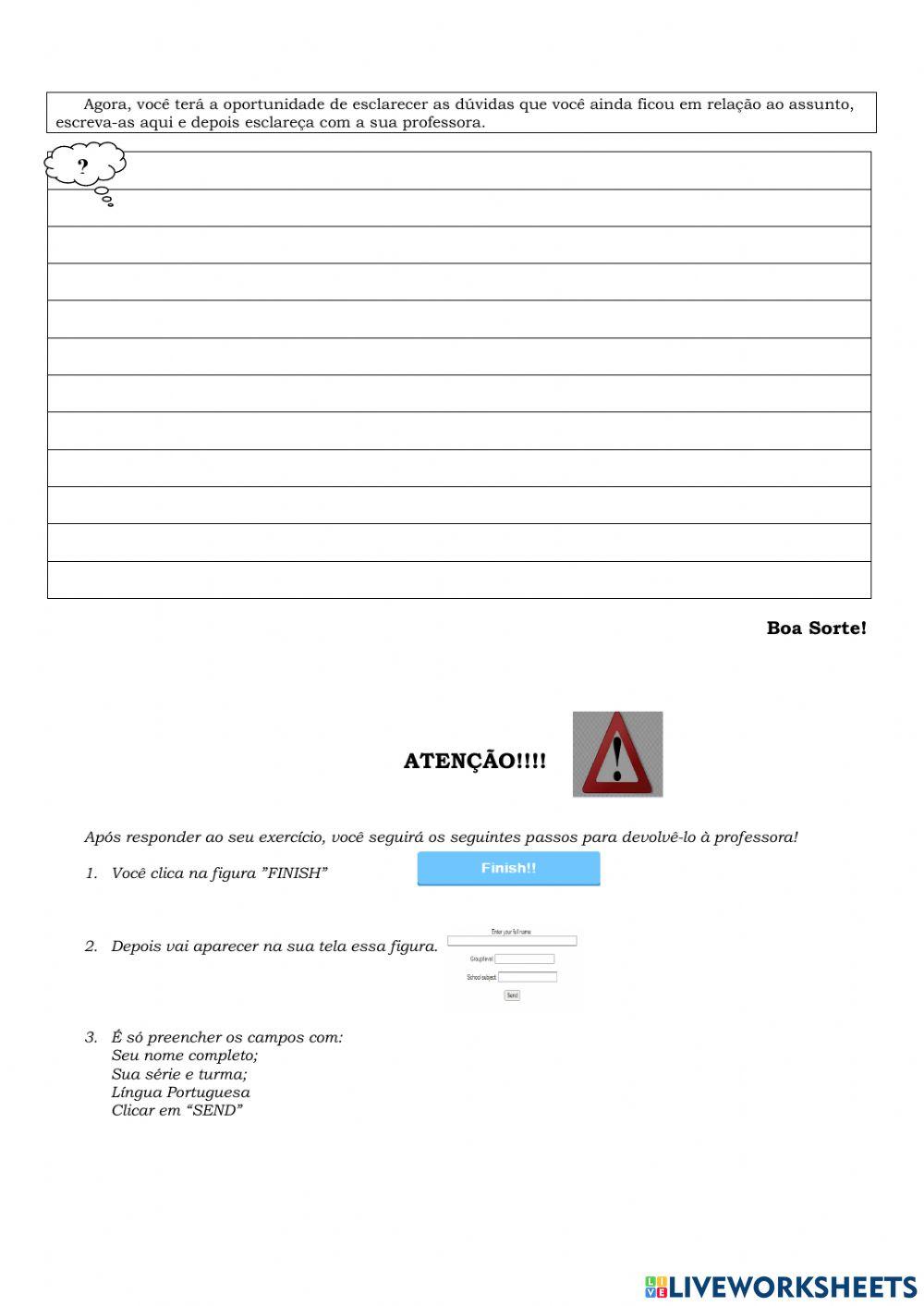 Estudo dirigido sobre substantivos