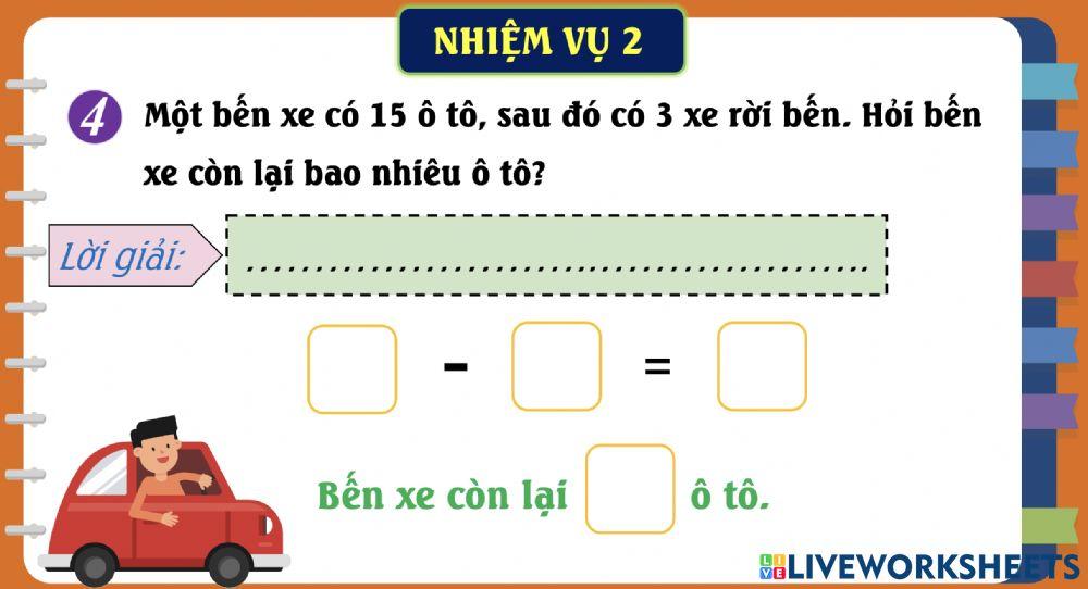Số bị trừ - Số trừ - Hiệu