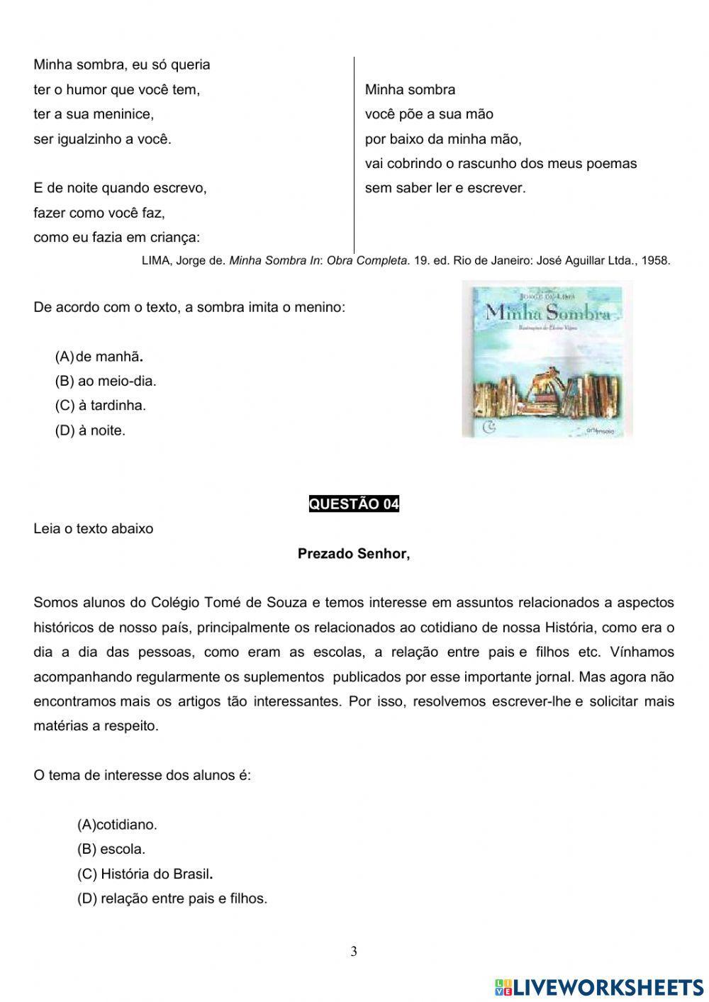 2ª Intervenção pedagógica de Língua Portuguesa