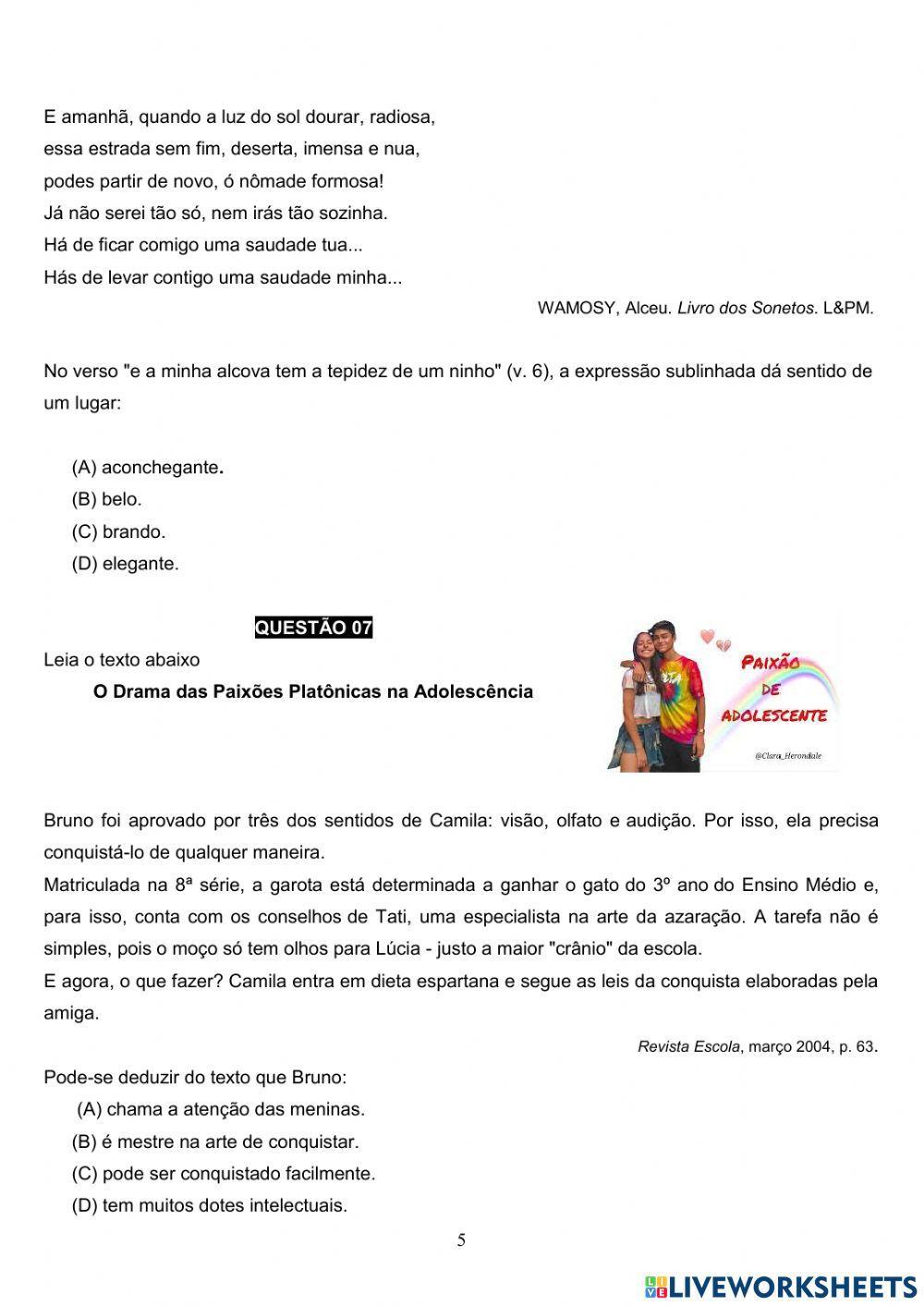 2ª Intervenção pedagógica de Língua Portuguesa