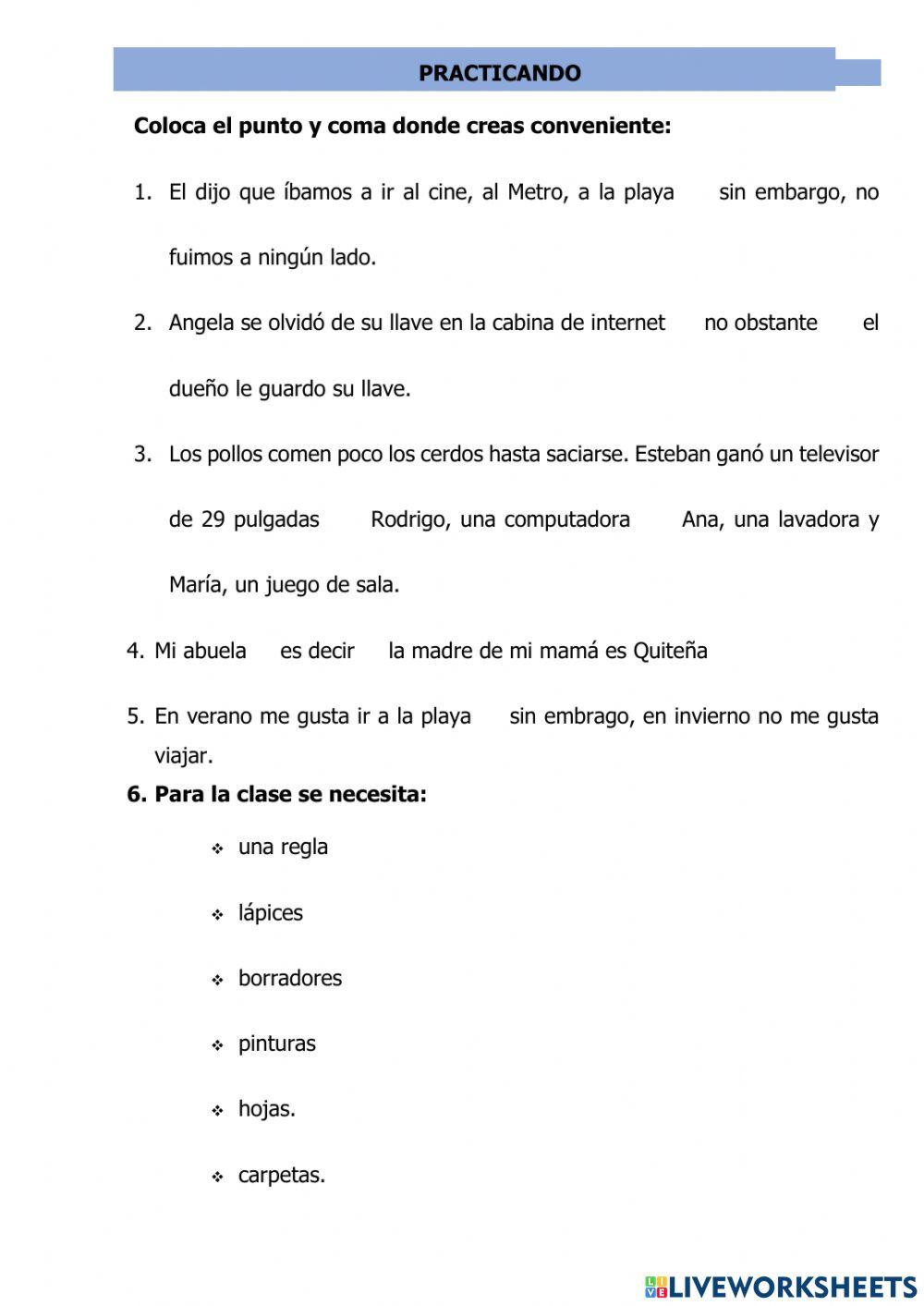 Aplicando el punto y coma