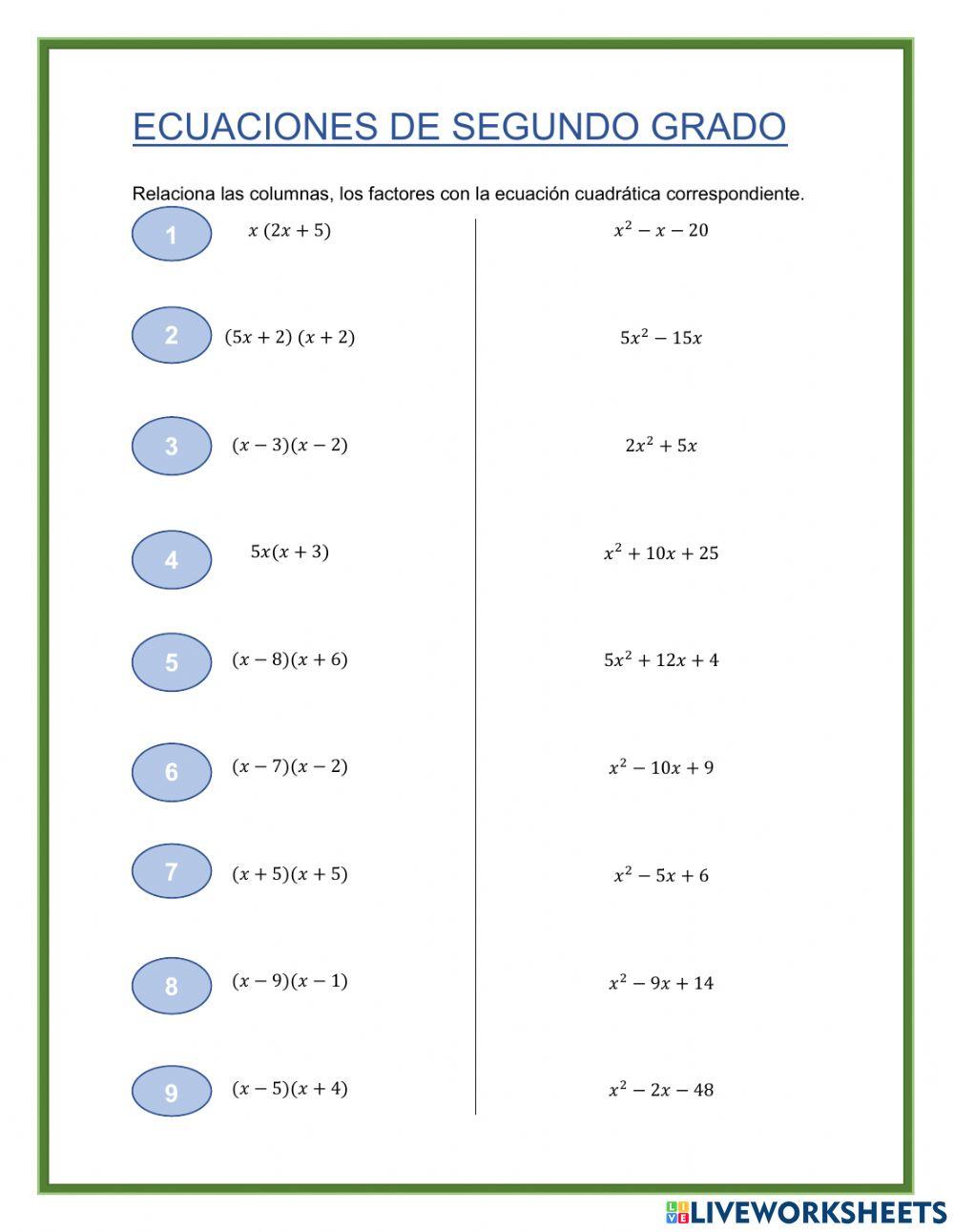 Ecuaciones cuadrática