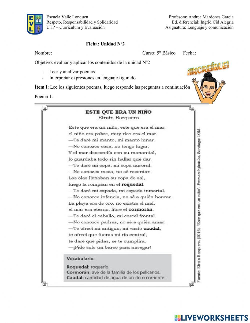 Evaluación género lírico