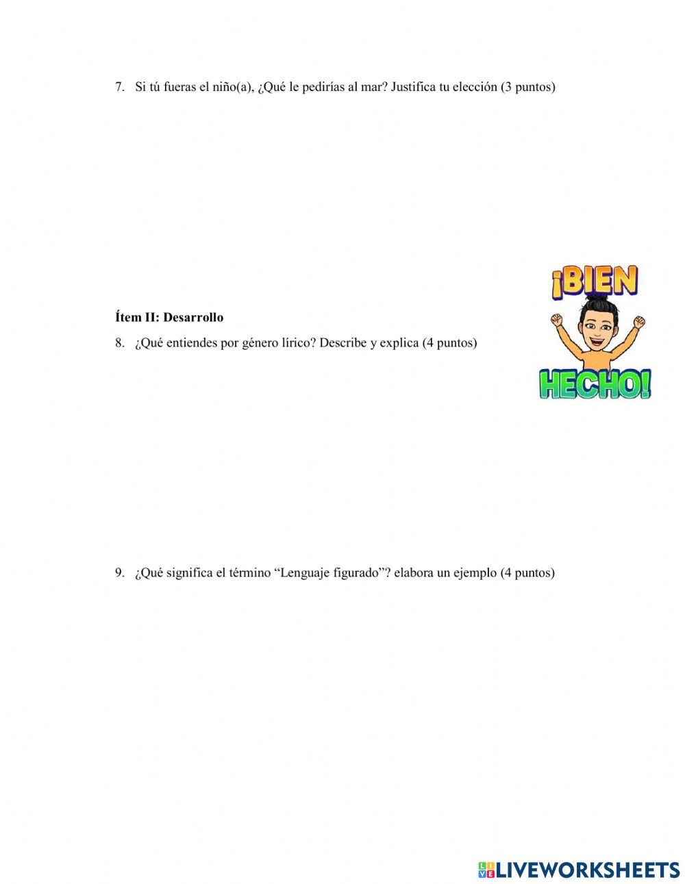 Evaluación género lírico