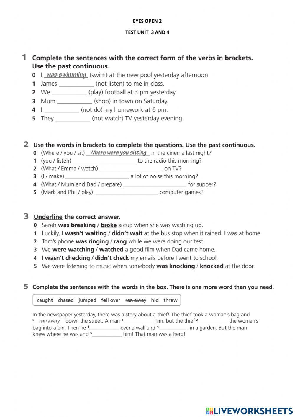 Eyes open 2 tes free interactive worksheets 6702041