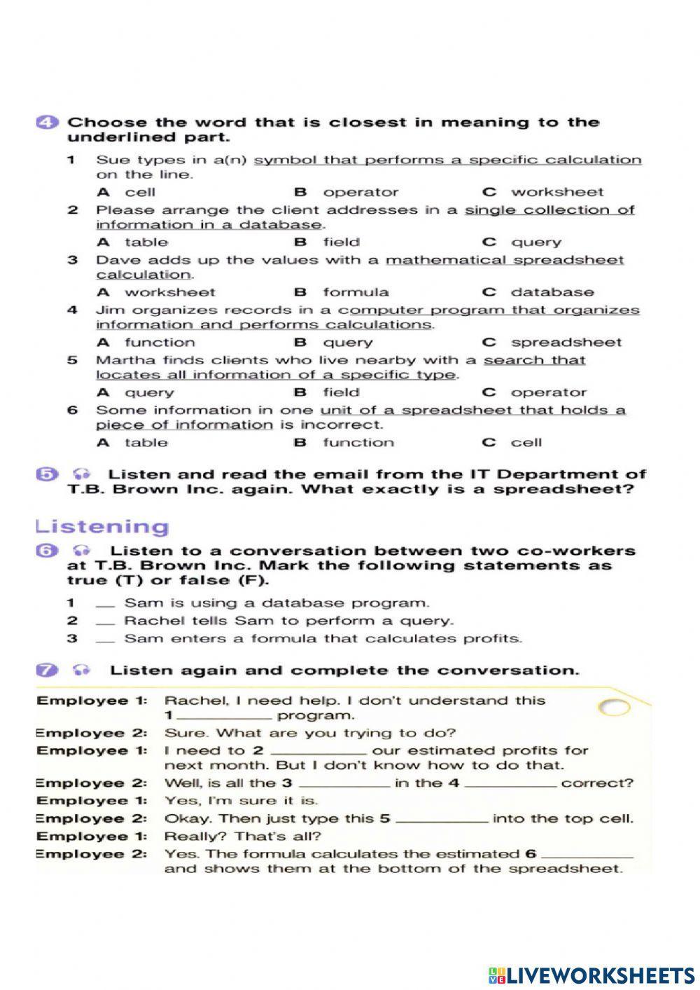 UNIT 11. DATABASES VS. SPREADSHEETS