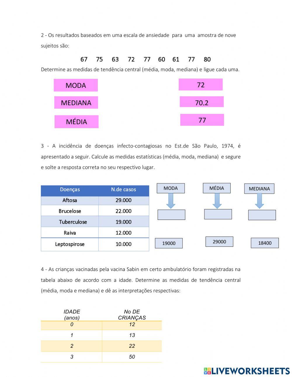 Estatística - Moda .Média e Mediana