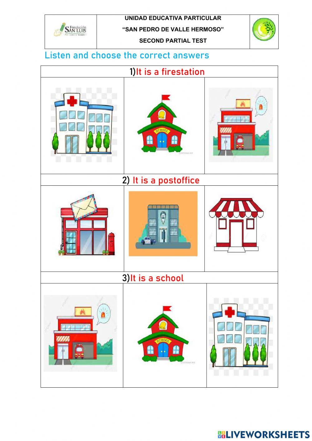 Evluación about places around the town