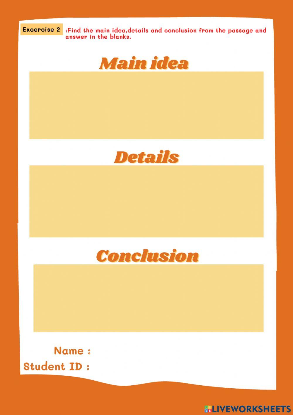 Reading Strategy:Main idea , details and conclusion.