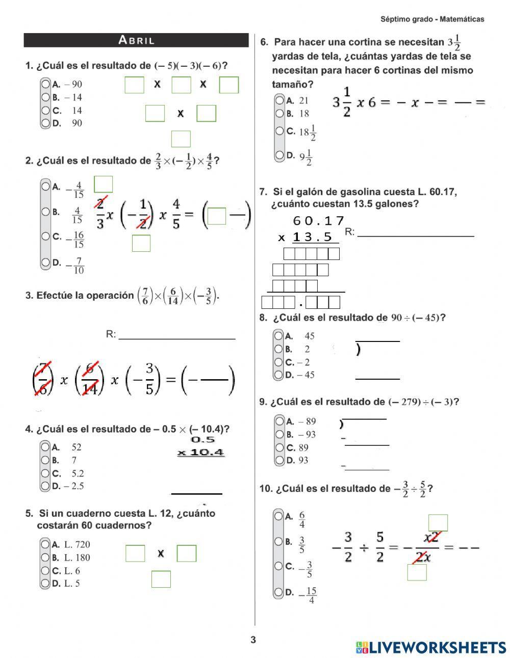 Prueba Formativa Mes Abril