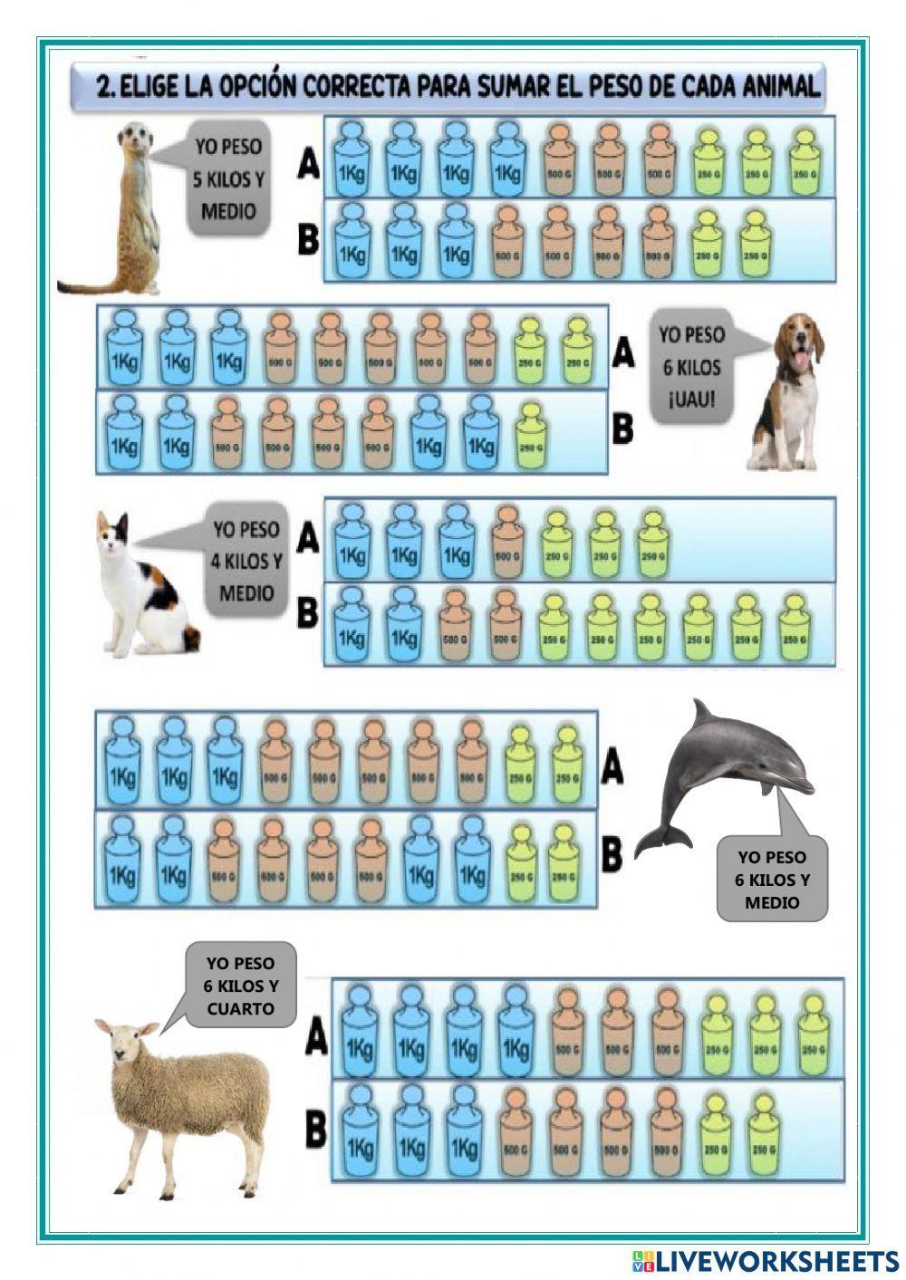 Medidas de masa de animales