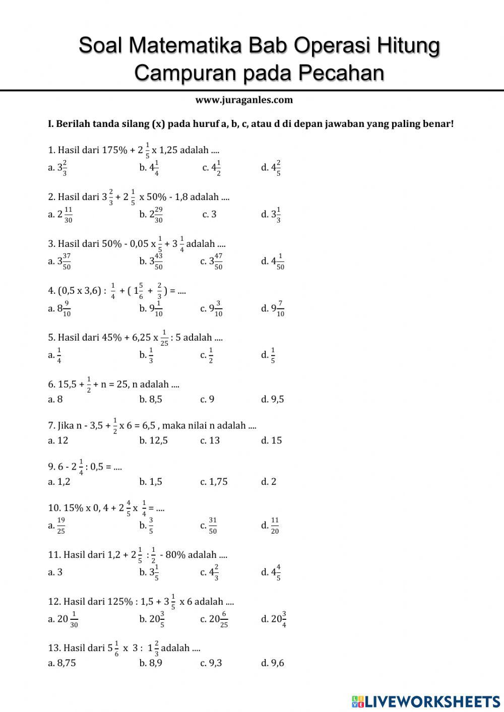 Matematika Senin, 6 September 2021