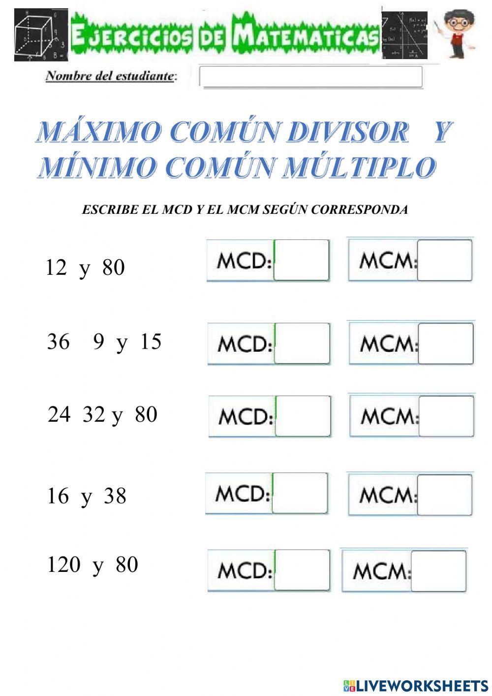 Maximo comun divisor y minimo comun multiplo