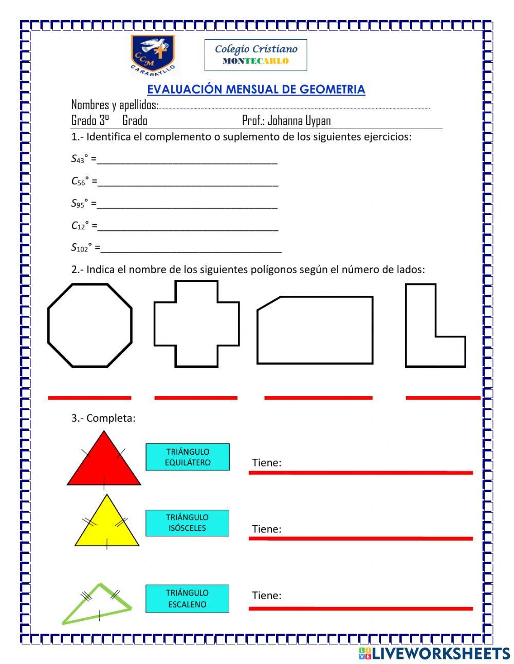 Evaluación mensual de geometría
