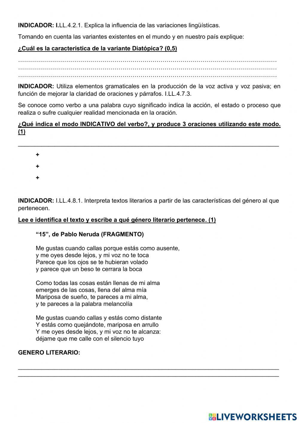 Evaluación diagnóstica 9no